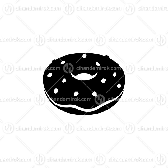 Black Doughnut Icon isolated on a White Background