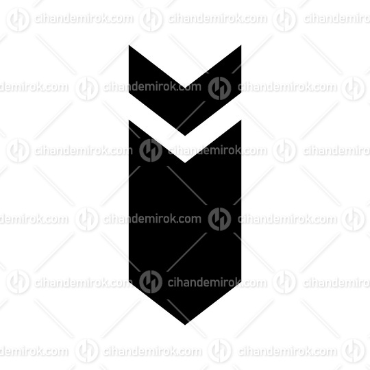 Black Down Facing Arrow Shaped Letter I Icon