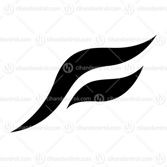 Black Flying Bird Shaped Letter F Icon