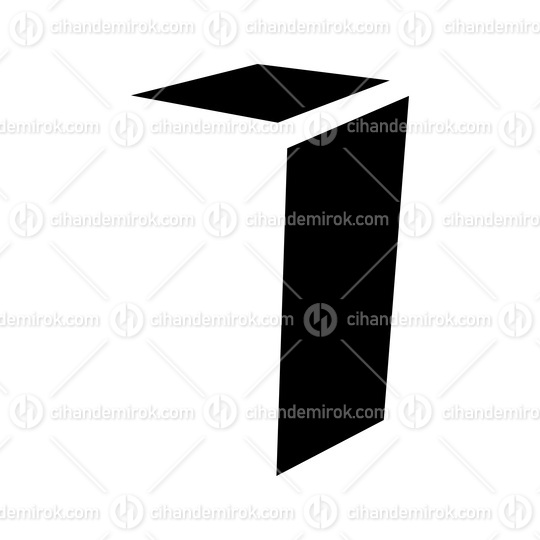 Black Folded Letter I Icon