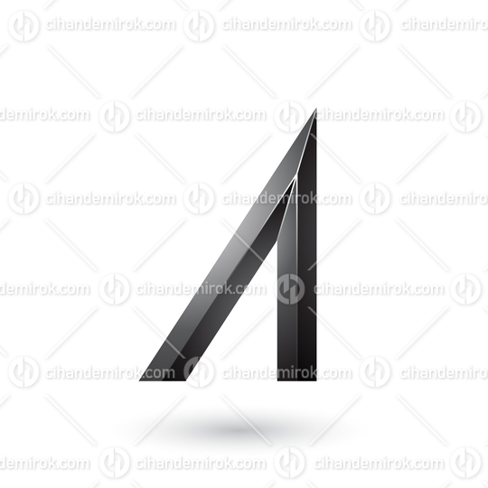 Black Geometrical Glossy Letter A Vector Illustration