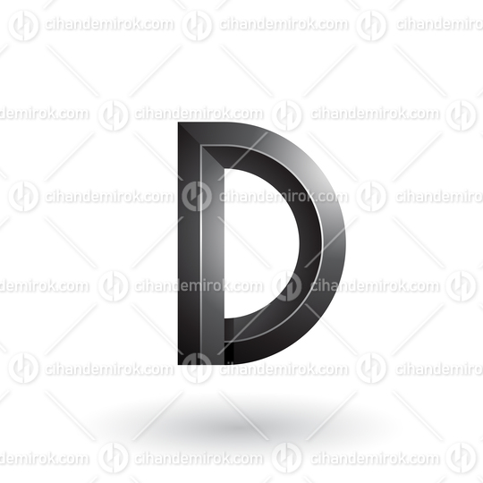 Black Glossy and Bold 3d Geometrical Letter D Vector Illustration