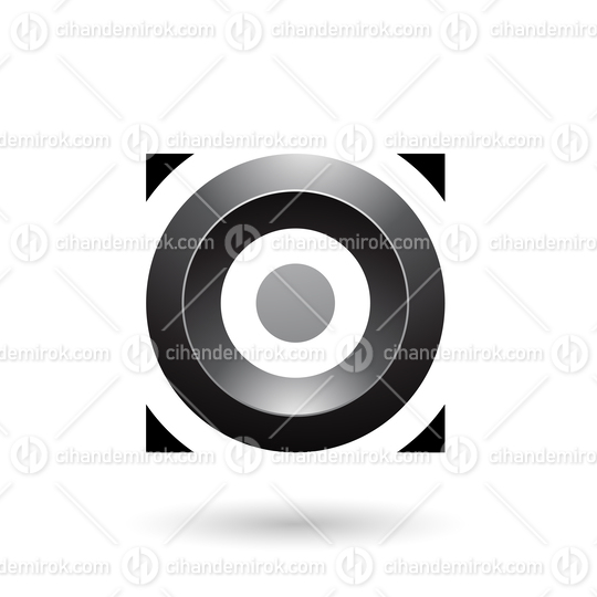 Black Glossy Circle in a Square Vector Illustration