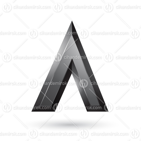 Black Glossy Geometrical Letter A Vector Illustration