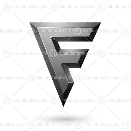 Black Glossy Geometrical Letter F Vector Illustration