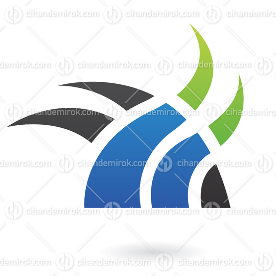 Black Green and Blue Abstract Grass Like Logo Icon
