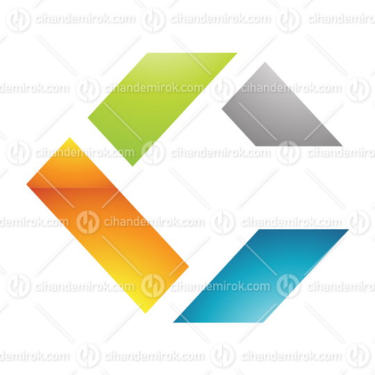 Black Green Blue and Orange Glossy Letter C Logo Icon - Bundle No: 038