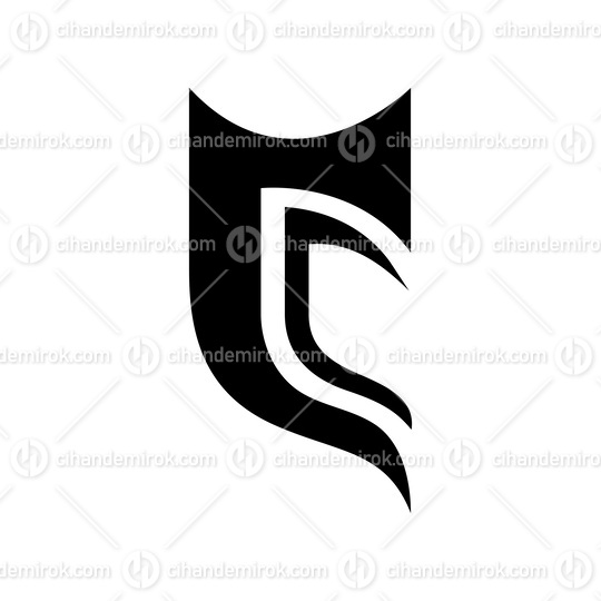 Black Half Shield Shaped Letter C Icon