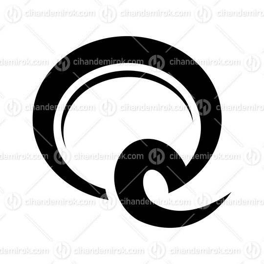 Black Hook Shaped Letter Q Icon