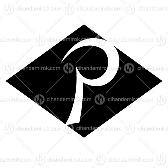 Black Horizontal Diamond Letter P Icon