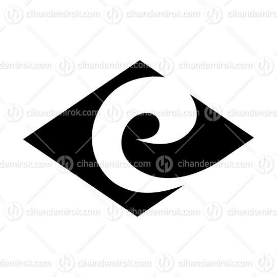 Black Horizontal Diamond Shaped Letter E Icon