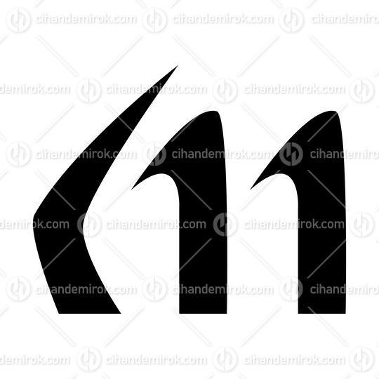 Black Horn Shaped Letter M Icon