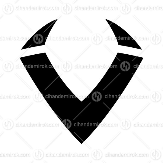Black Horn Shaped Letter V Icon