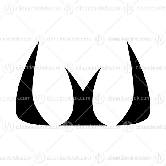 Black Horn Shaped Letter W Icon