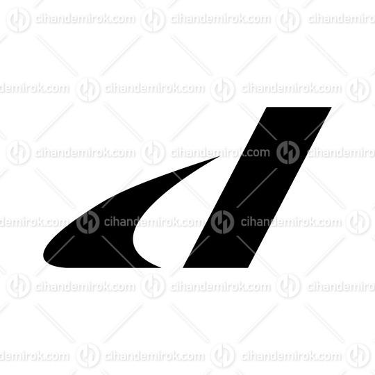 Black Italic Swooshy Letter D Icon