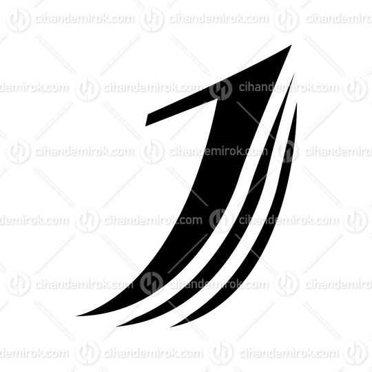 Black Layered Letter J Icon