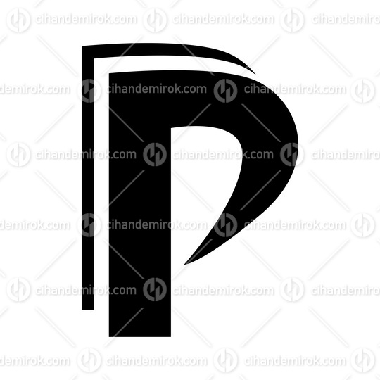 Black Layered Letter P Icon