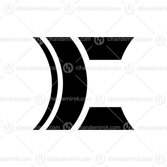 Black Lens Shaped Letter C Icon