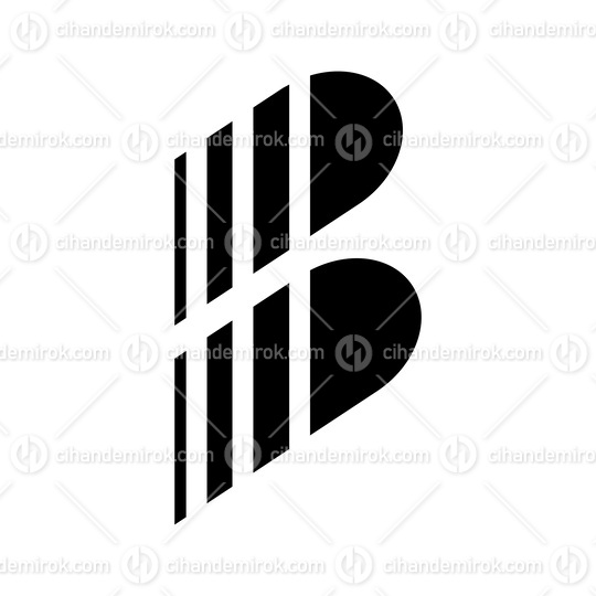 Black Letter B Icon with Vertical Stripes