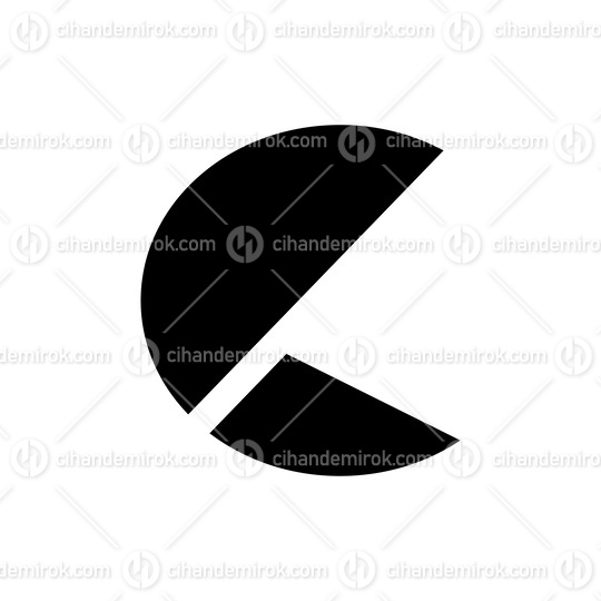 Black Letter C Icon with Half Circles
