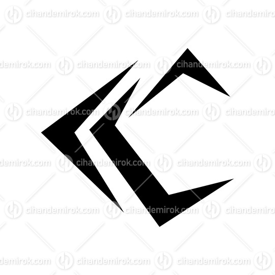 Black Letter C Icon with Pointy Tips