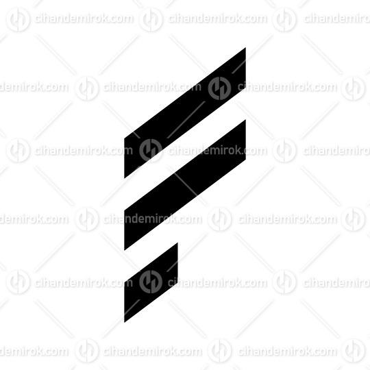 Black Letter F Icon with Diagonal Stripes
