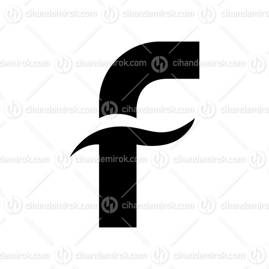 Black Letter F Icon with Spiky Waves