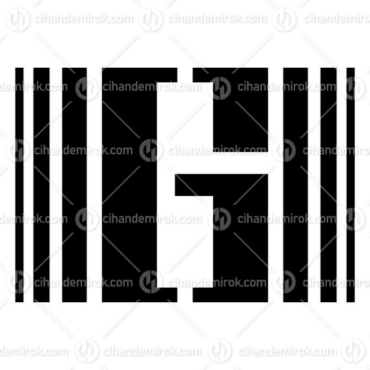 Black Letter G Icon with Vertical Stripes