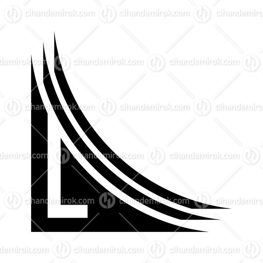 Black Letter L Icon with Layers