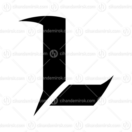 Black Letter L Icon with Sharp Spikes