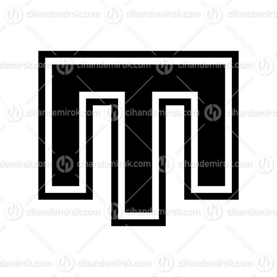 Black Letter M Icon with an Outer Stripe