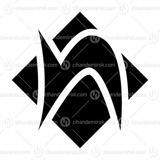 Black Letter N Icon with a Square Diamond Shape