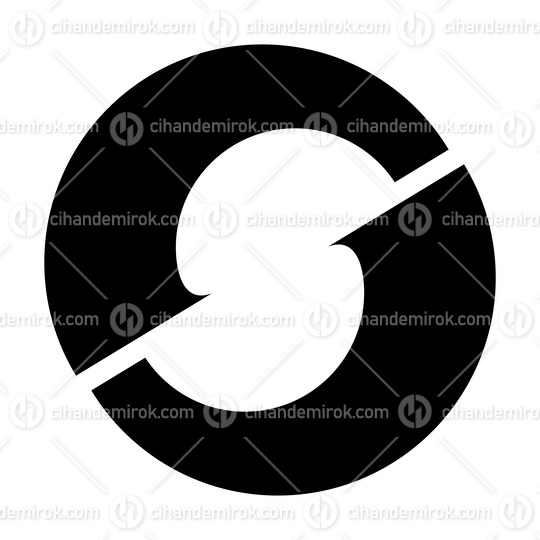 Black Letter O Icon with an S Shape in the Middle