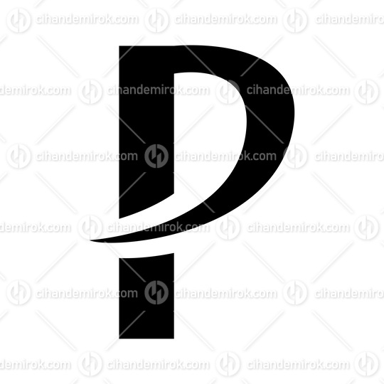 Black Letter P Icon with a Pointy Tip