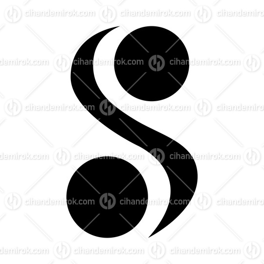 Black Letter S Icon with Spheres