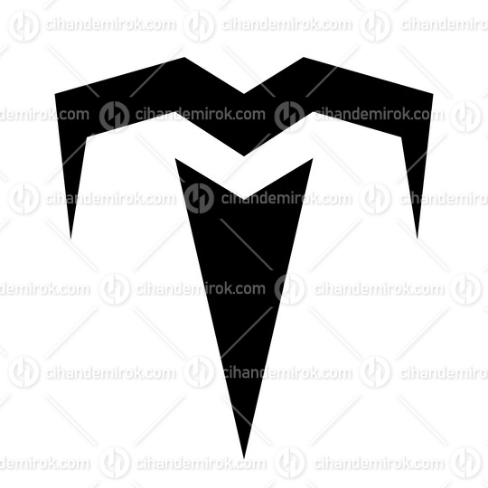 Black Letter T Icon with Pointy Tips