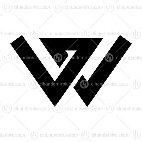 Black Letter W Icon with Intersecting Lines