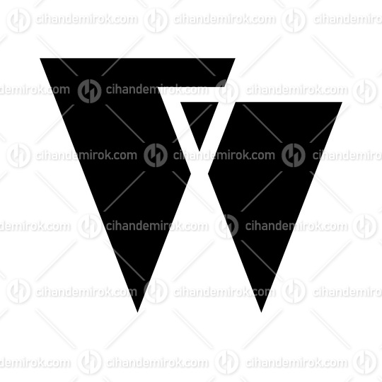 Black Letter W Icon with Triangles
