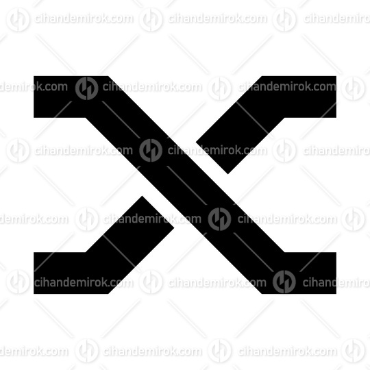 Black Letter X Icon with Crossing Lines