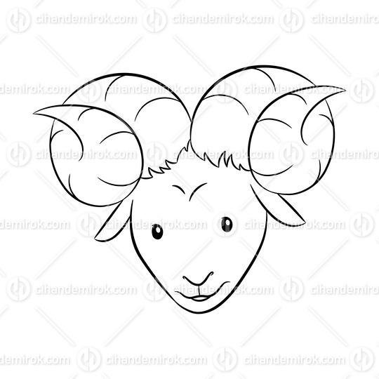 Black Line Art of Aries Zodiac Sign