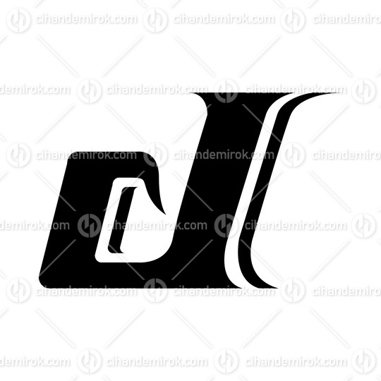 Black Lowercase Italic Letter D Icon