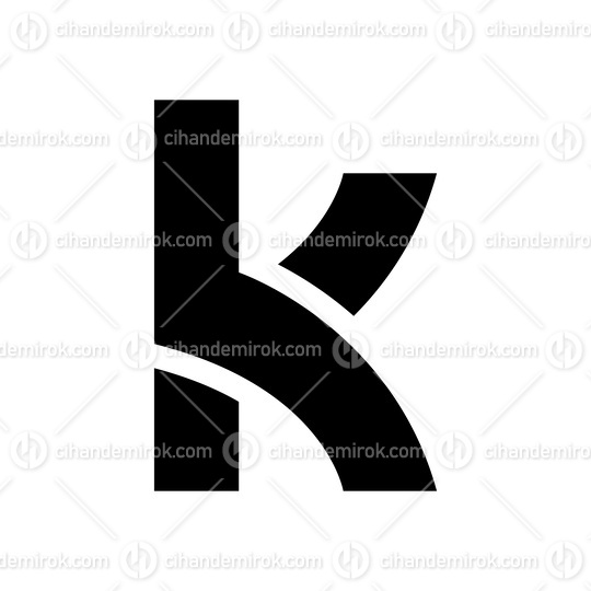 Black Lowercase Letter K Icon with Overlapping Paths
