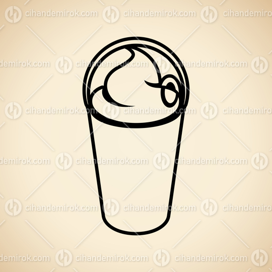 Black Milkshake with a Lid Icon isolated on a Beige Background