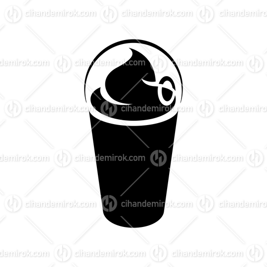 Black Milkshake with a Lid Icon isolated on a White Background