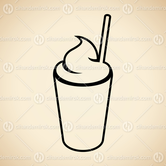 Black Milkshake with a Straw Icon isolated on a Beige Background