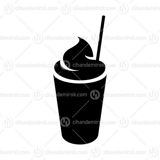 Black Milkshake with a Straw Icon isolated on a White Background