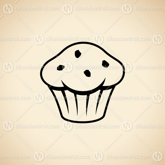 Black Muffin Icon isolated on a Beige Background