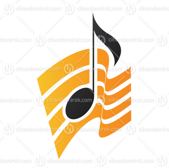 Black Musical Note with Orange Wavy Stripes