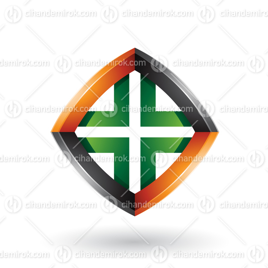 Black Orange and Green Skewed Diamond Shape Vector Illustration