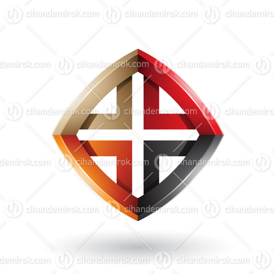 Black Orange Red and Beige Skewed Diamond Shape